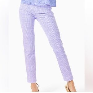 NWT Lilly Pulitzer South Ocean High Rise Skinny Pants in Lilac Gingham, size 4